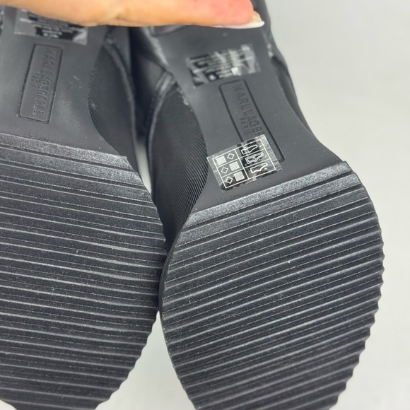 Karl Lagerfeld Women's US 7.5Blayze Black Mesh Ankle Pumps Peep Toes Shoes - Picture 7 of 12